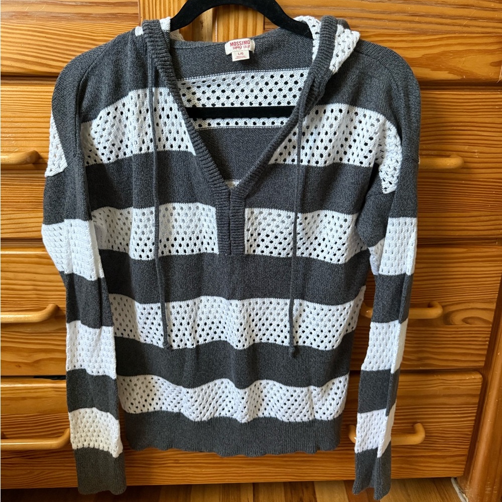 Mossimo Supply Co. Charcoal and White V-Neck Sweater